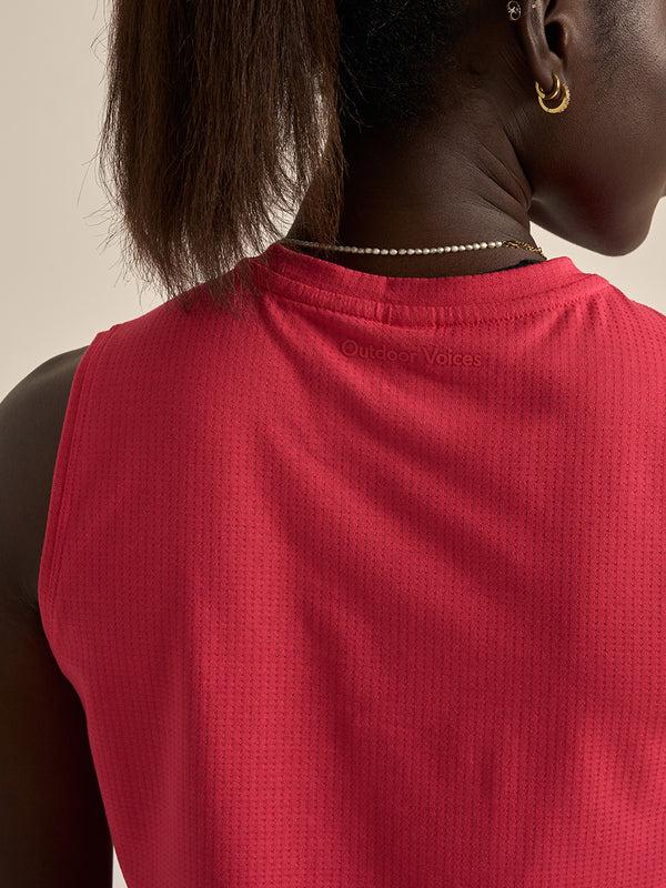 Outdoor Voices ThinkFast Mesh Cropped Muscle Tank Wild Cherry