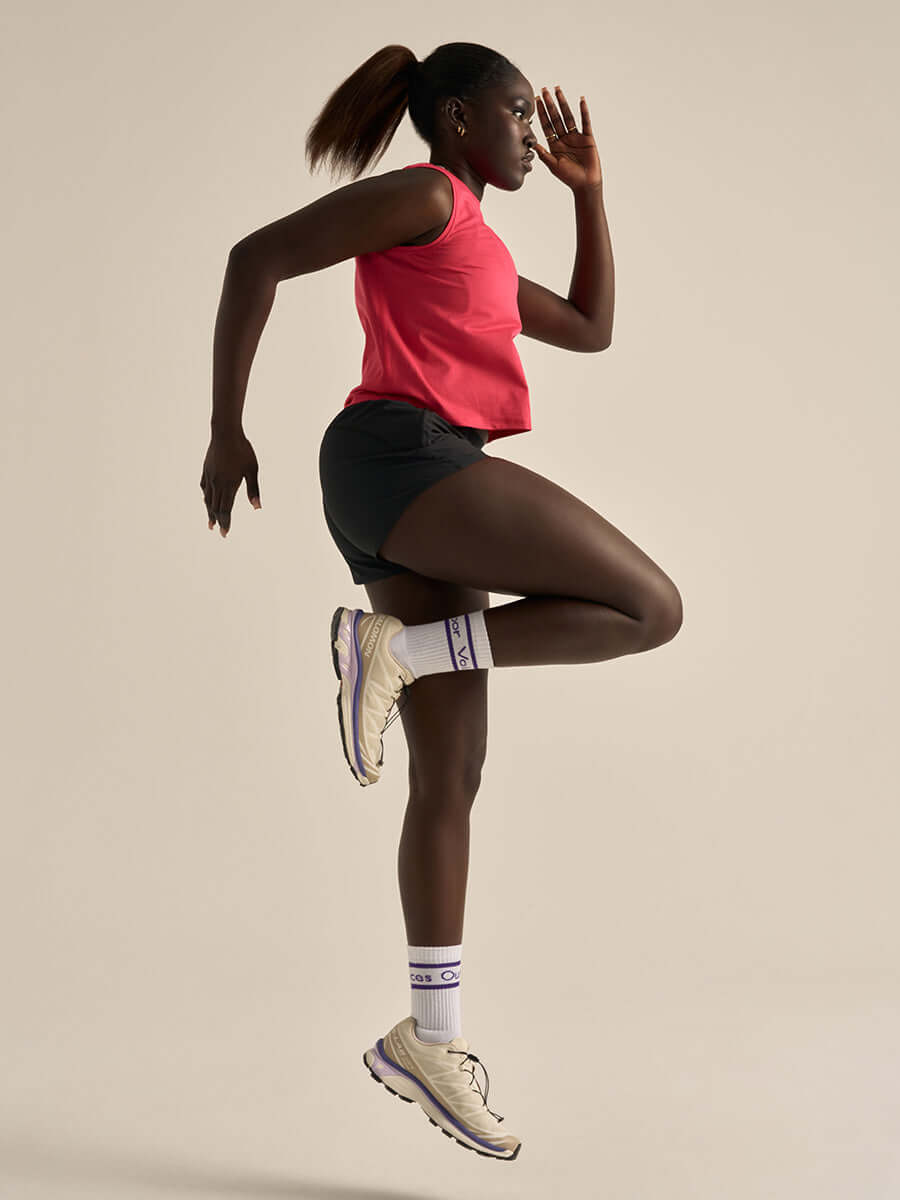 outdoor voices ThinkFast Mesh Cropped Muscle Tank Wild Cherry