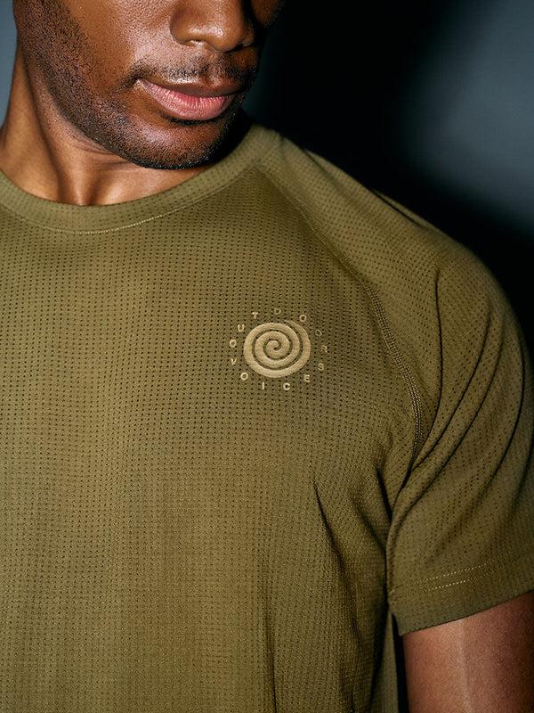 Outdoor Voices ThinkFast Mesh Graphic Shortsleeve Dark Olive