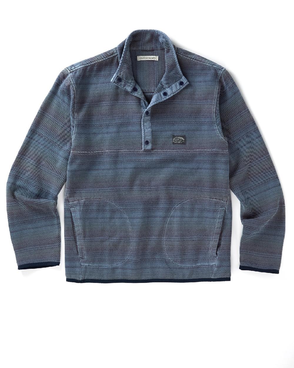outerknown Blanket Snap Popover French Blue Mojave Stripe