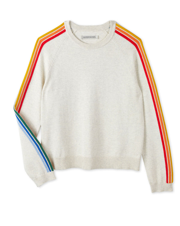 Outerknown Halcyon Sweater White Rainbow Sol Stripe