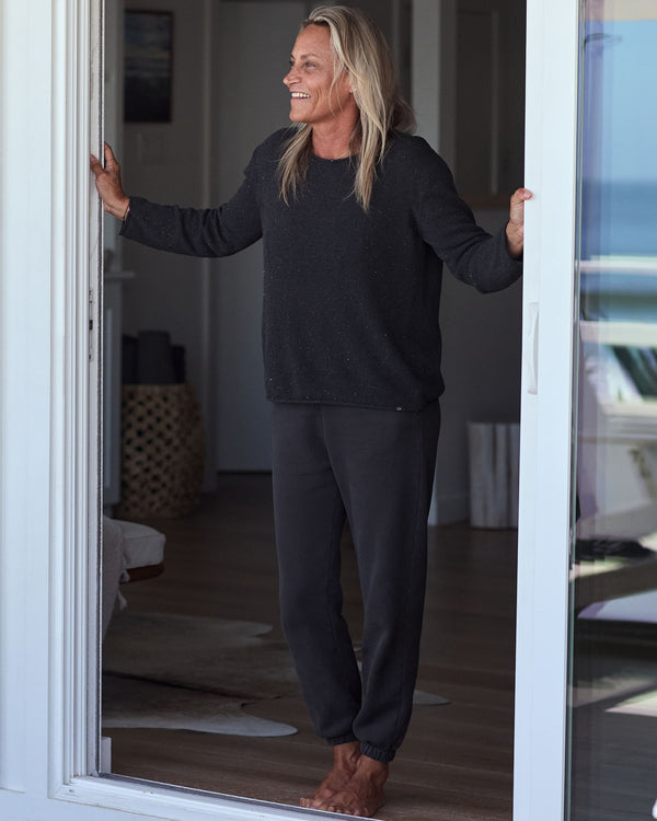 Outerknown Crescent Knit Boatneck Top Washed Black