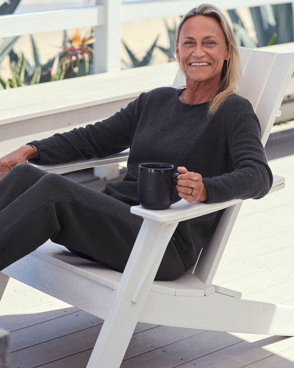 Outerknown Crescent Knit Boatneck Top Washed Black