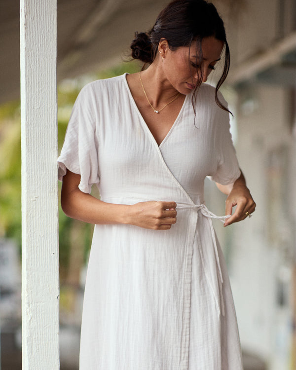 Outerknown Luna Wrap Dress Salt