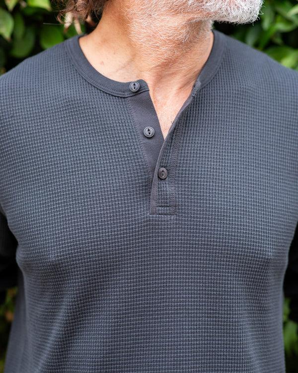 Outerknown Maritime Waffle Henley Washed Black
