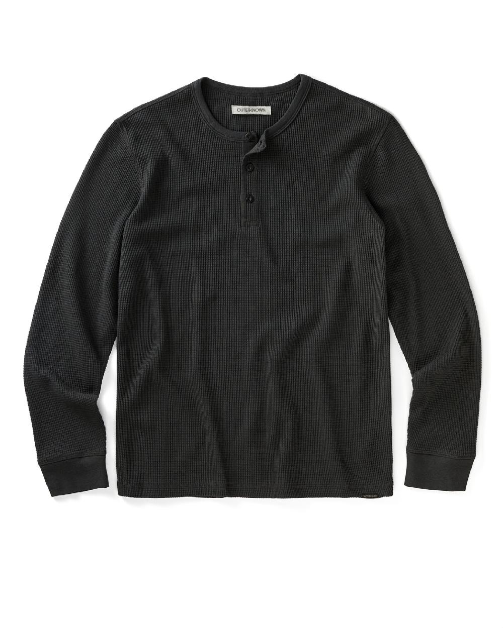 outerknown Maritime Waffle Henley Washed Black