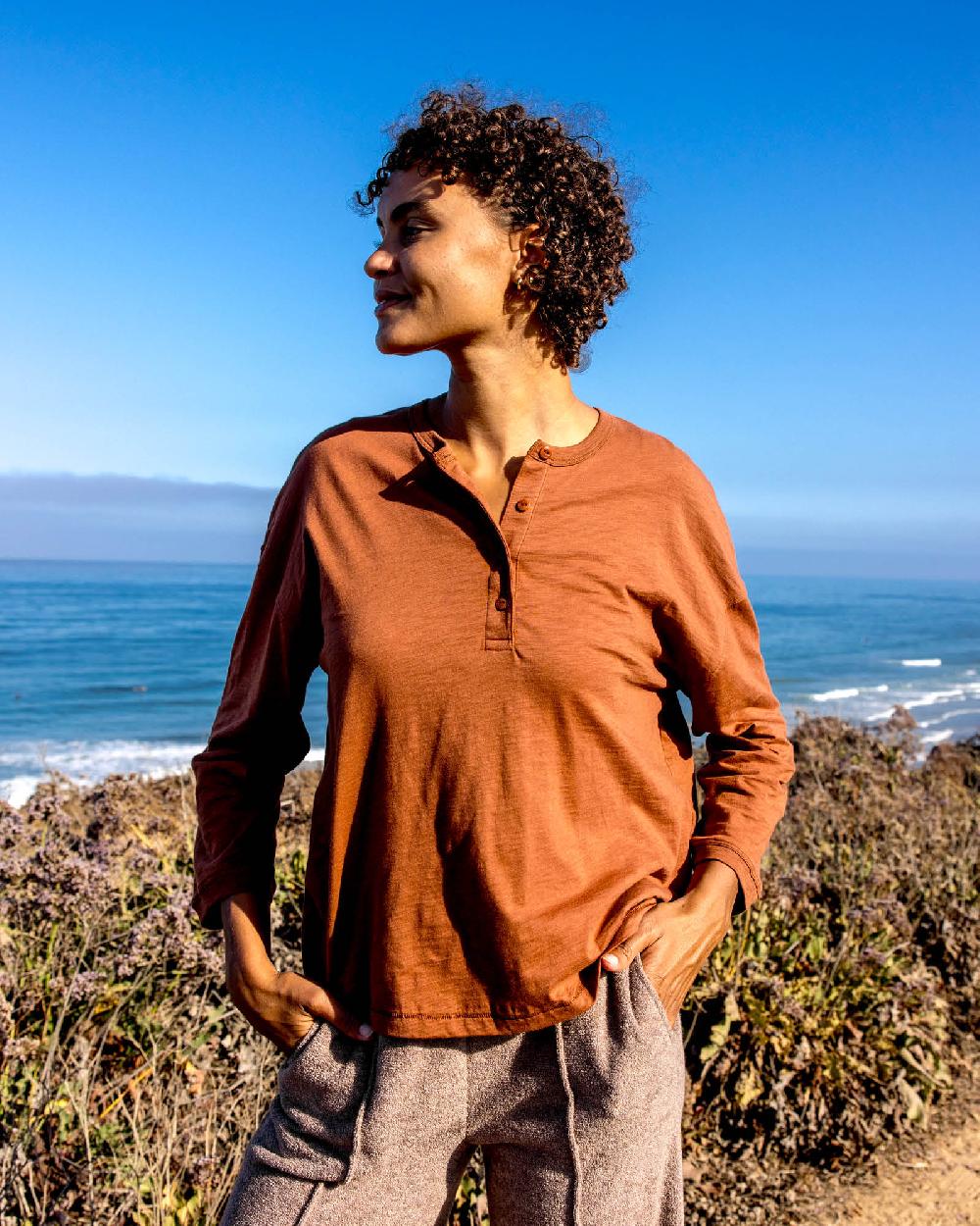 outerknown Saltwater Slub Henley Copper