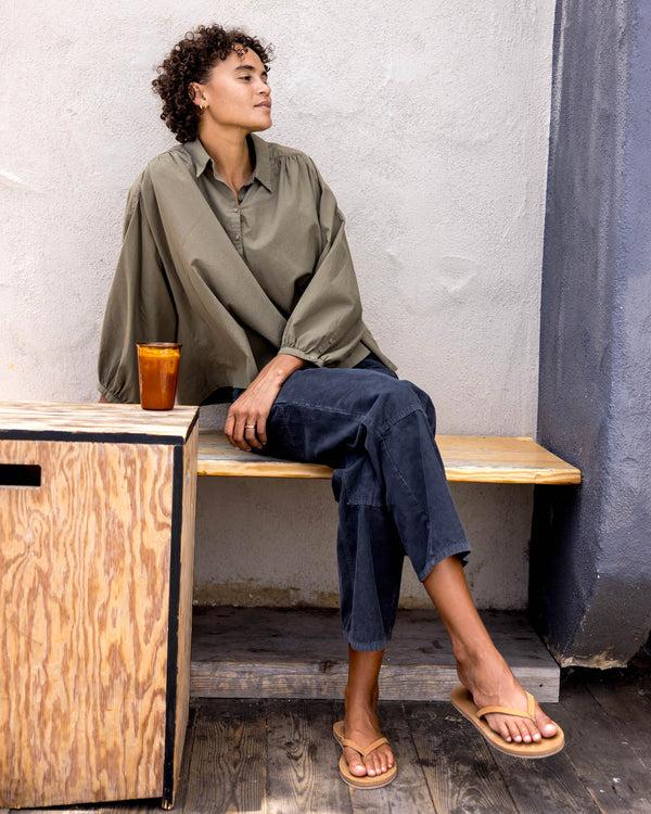 Outerknown Seabreeze Popover Shirt Green Smoke