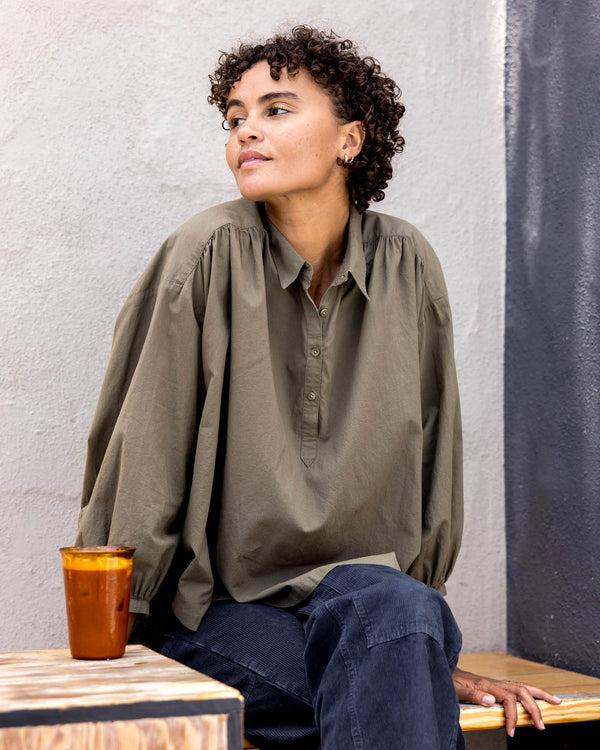 Outerknown Seabreeze Popover Shirt Green Smoke