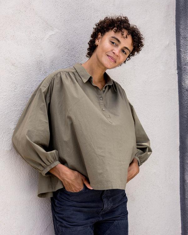 Outerknown Seabreeze Popover Shirt Green Smoke