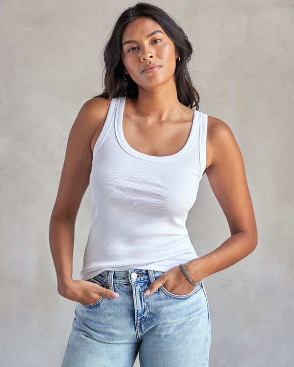 Outerknown Sojourn Ribbed Tank Bright White
