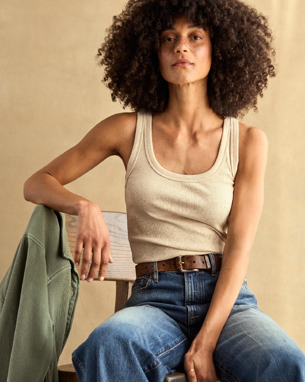 outerknown Sojourn Ribbed Tank Oatmeal Heather