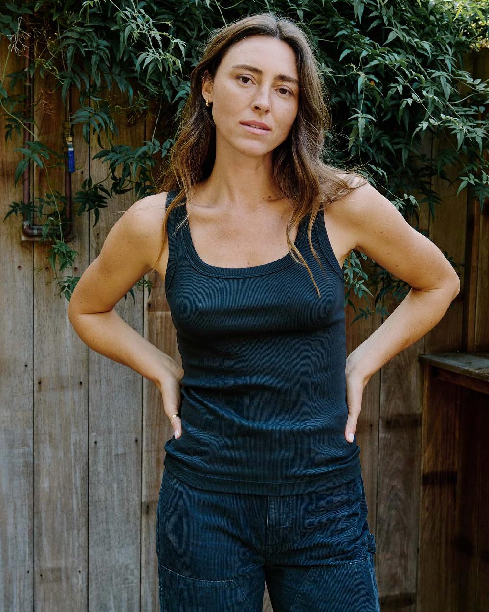 outerknown Sojourn Ribbed Tank Washed Black