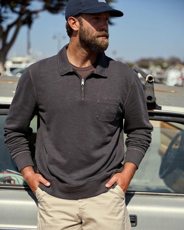 Outerknown Sur Quarter Zip Faded Black