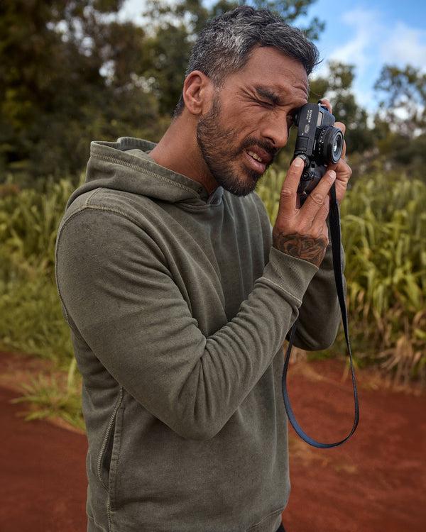 Outerknown Sur Snap Hoodie Olive Branch