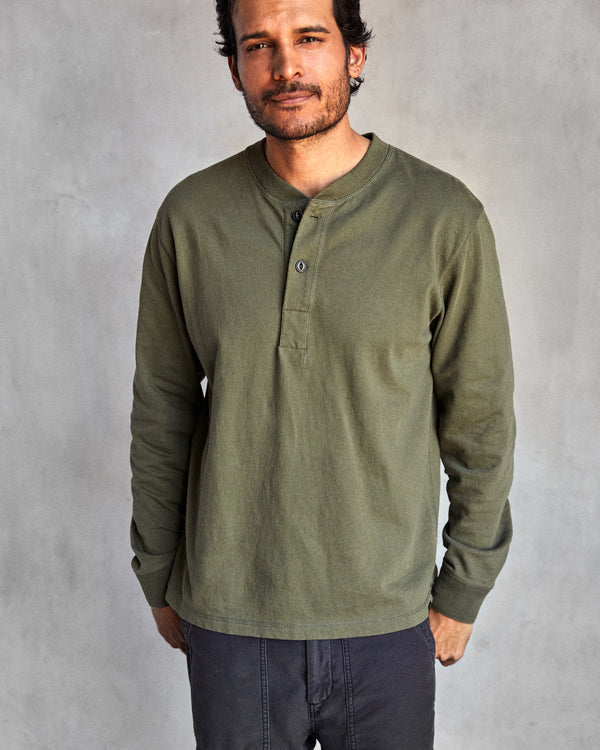 Outerknown The Big Heavy Tee Henley Deep Olive