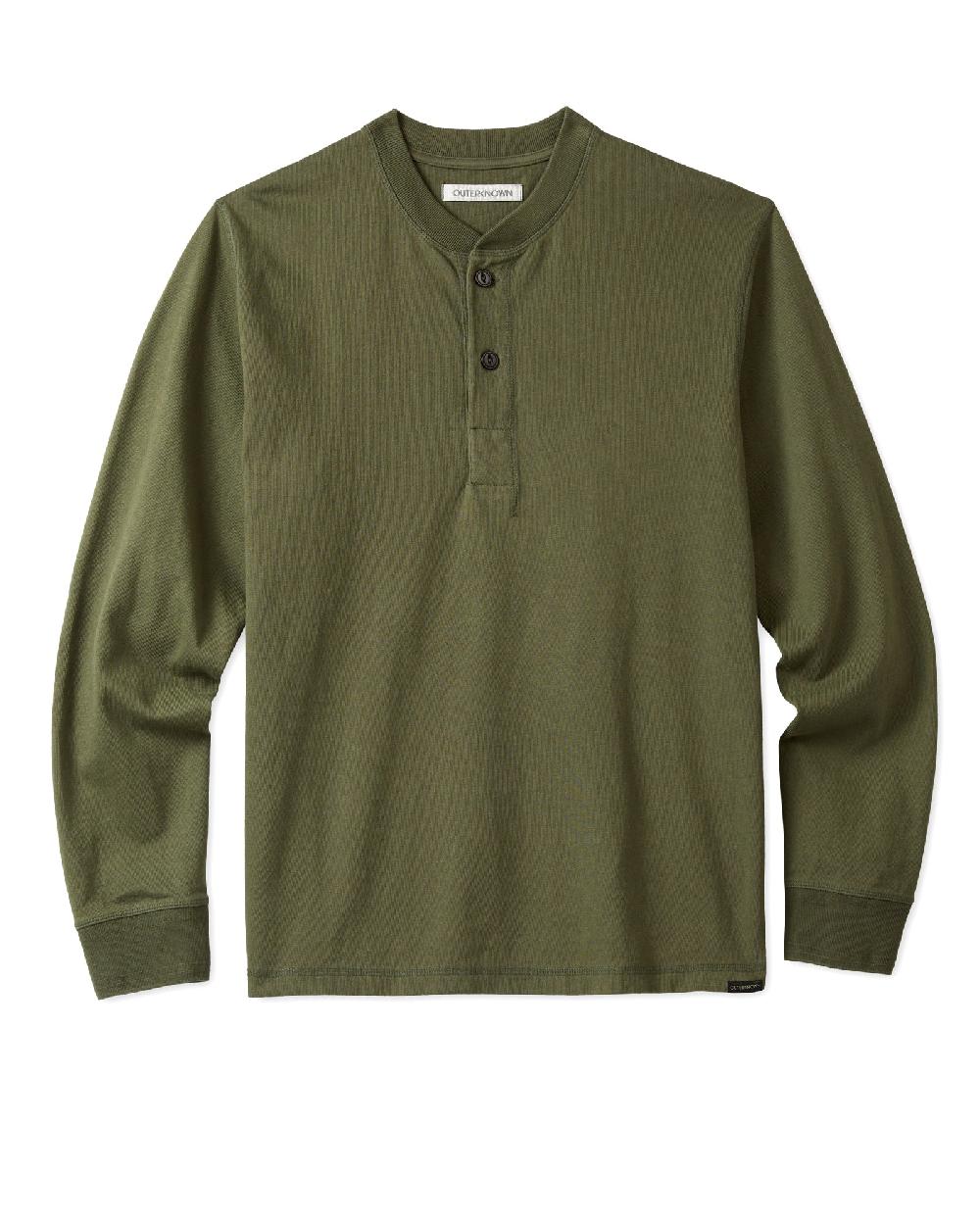 outerknown The Big Heavy Tee Henley Deep Olive