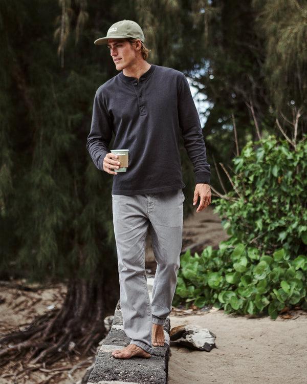 Outerknown The Big Heavy Tee Henley Washed Black