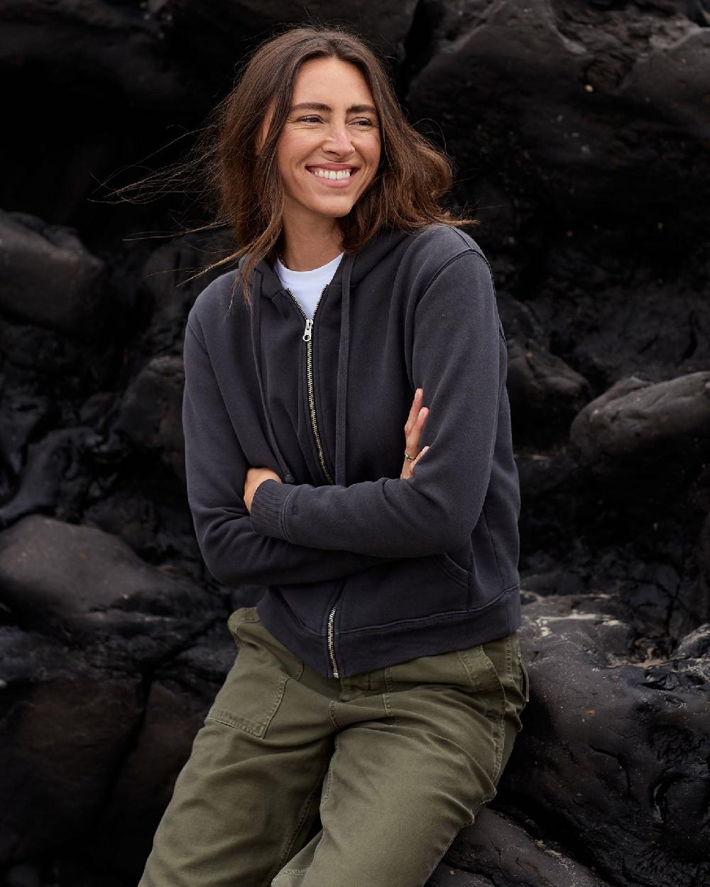 outerknown The Easy Zip Hoodie Washed Black