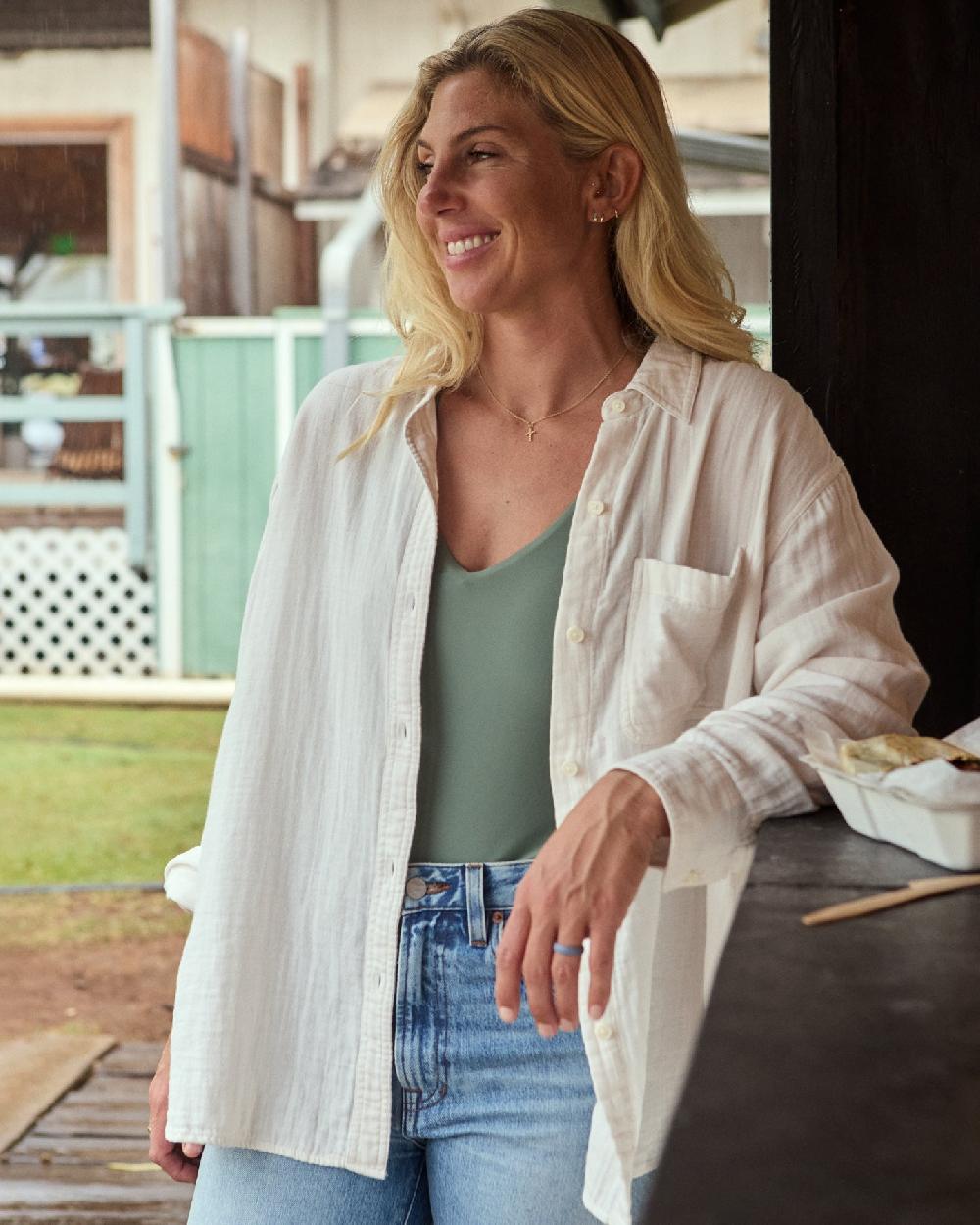 outerknown The Gauze Weekend Shirt Salt