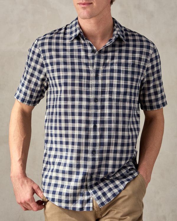 Outerknown The S/S Studio Shirt Marine Ikat Check