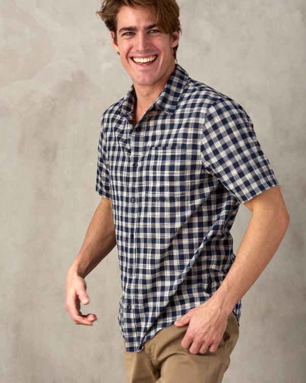 Outerknown The S/S Studio Shirt Marine Ikat Check