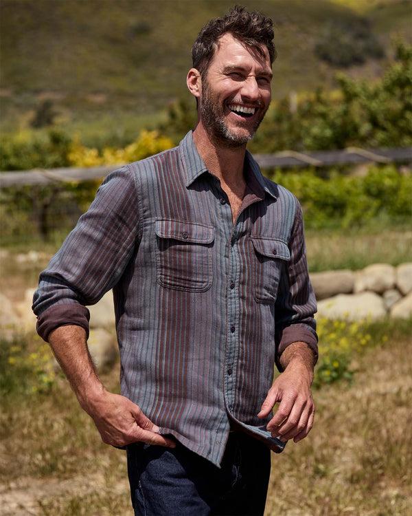 Outerknown The Slowdown Shirt Coffee Reuben Stripe