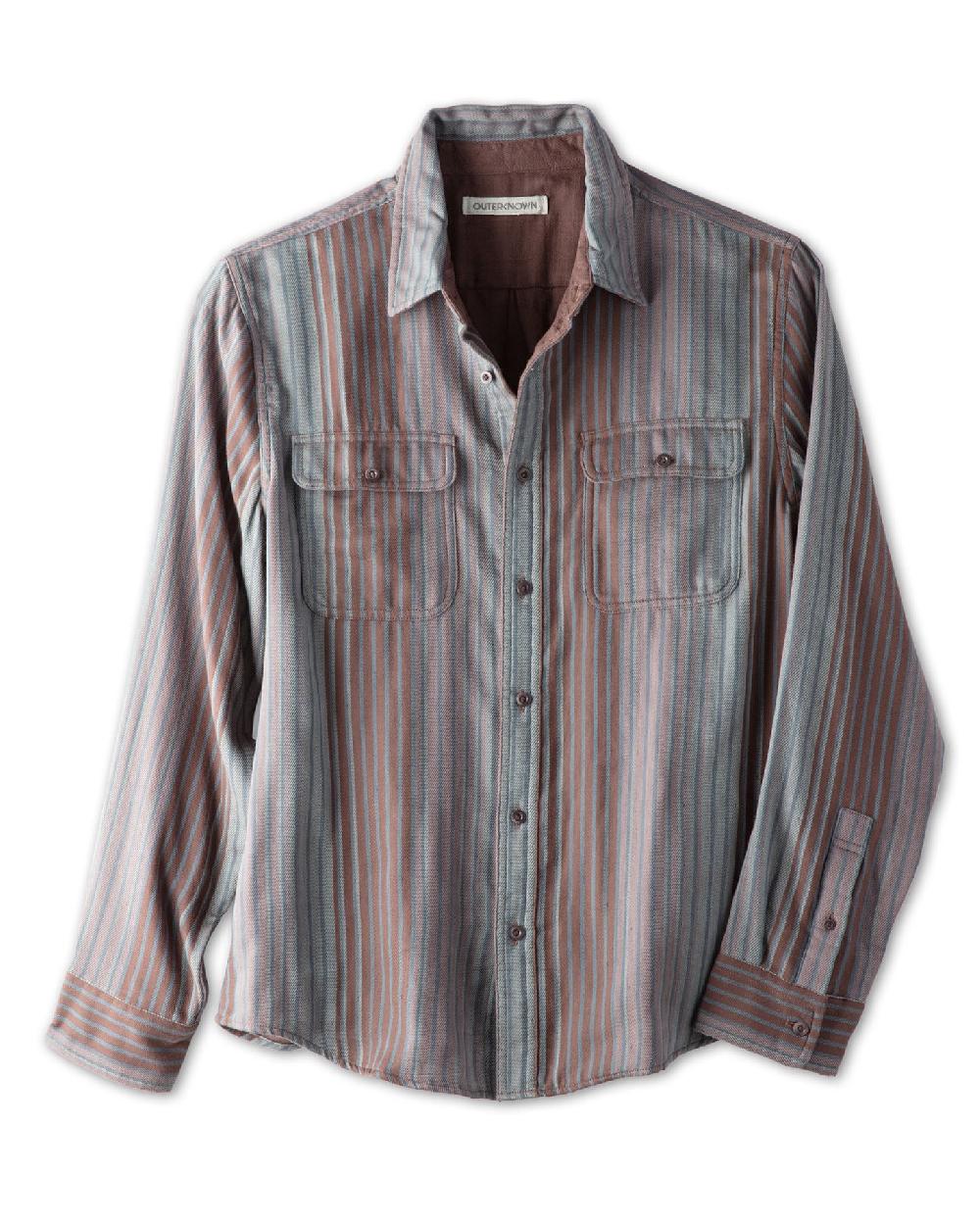 outerknown The Slowdown Shirt Coffee Reuben Stripe