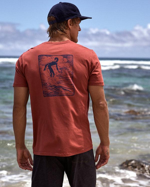 Outerknown Tom Blake Hawaii Tee MINERAL RED