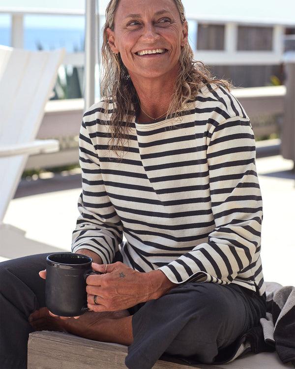 Outerknown The Big Heavy Mariner Tee Washed Black Mariner Stripe