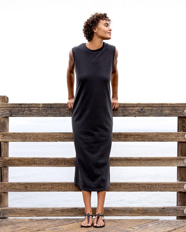 Outerknown The Big Heavy Muscle Tee Dress Washed Black