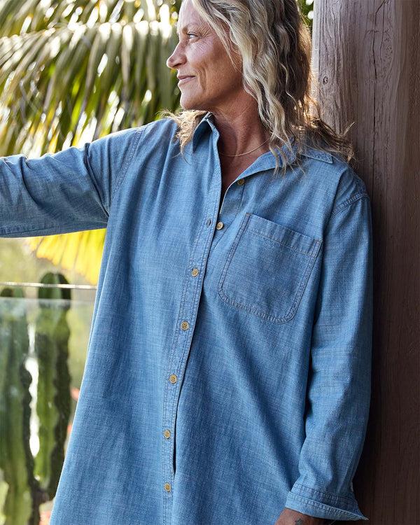 Outerknown The Chambray Weekend Shirt Dress Chambray