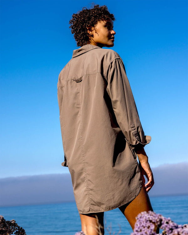 Outerknown The Poplin Weekend Shirt Dress Kelp Bloom