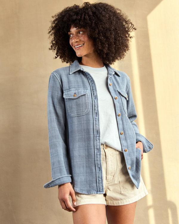 Outerknown Women's Blanket Shirt French Blue Little Boxes