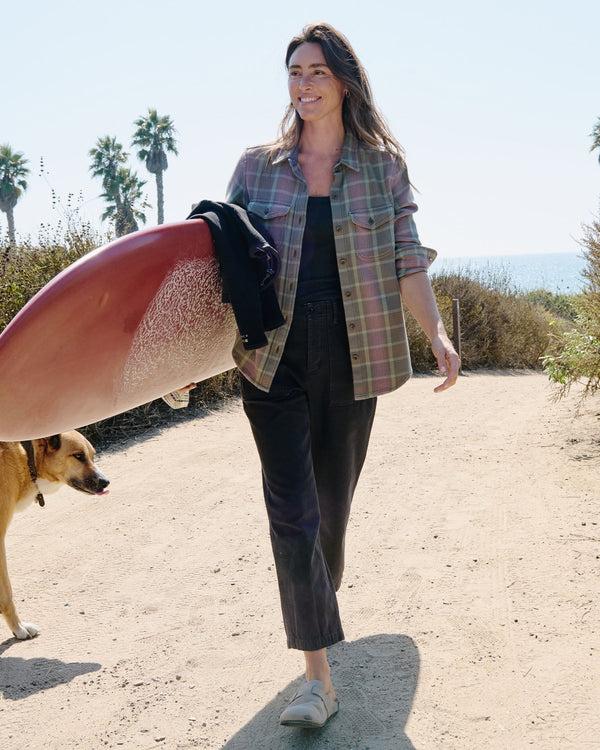 Outerknown Women's Blanket Shirt Island Leaf Campfire Plaid