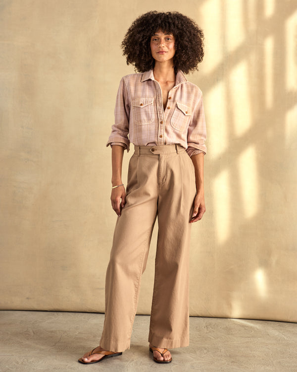 Outerknown Women's Blanket Shirt Lilac Haze Latte Boxes