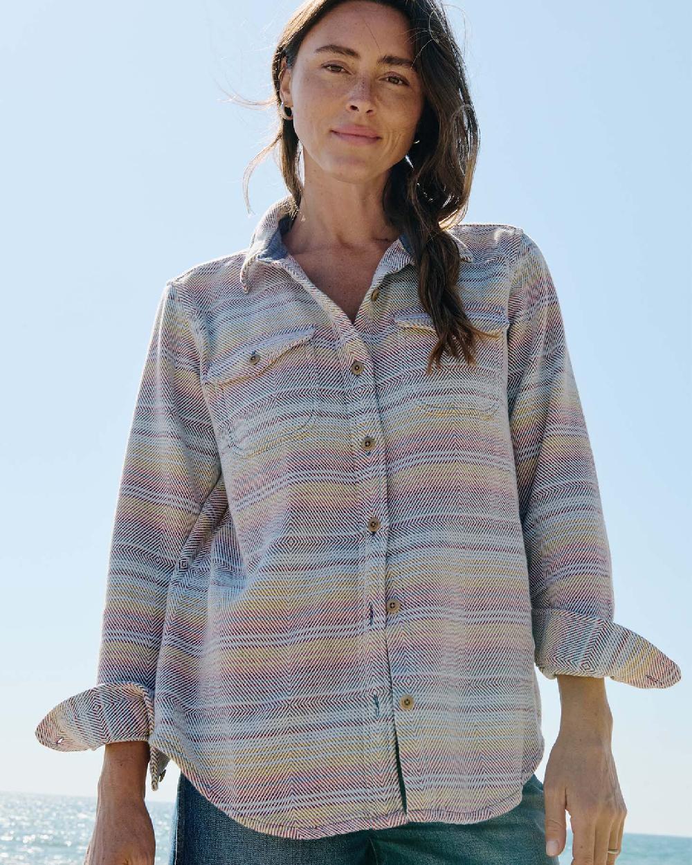 outerknown Women's Blanket Shirt Sunrise Mojave Stripe