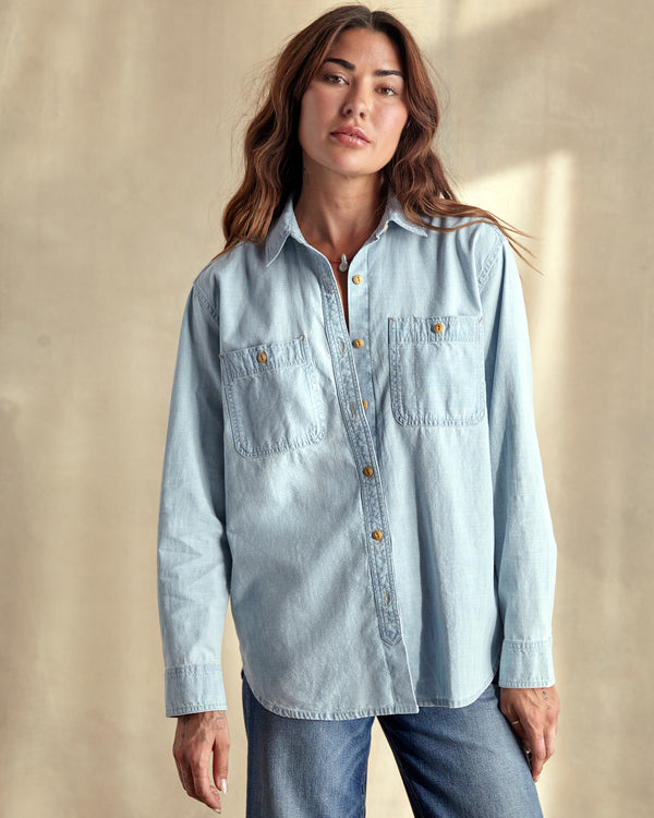 Outerknown Women's Chambray Utility Shirt Light Wash Chambray