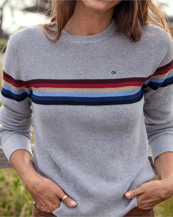 Outerknown Women's Nostalgic Sweater Heather Grey Chroma Rainbow