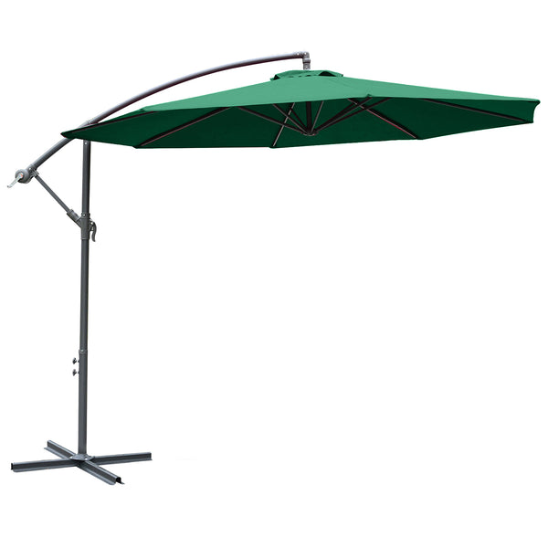 outsunny 10' Cantilever Offset Patio Umbrella with UV/Water Resistant Fabric Green