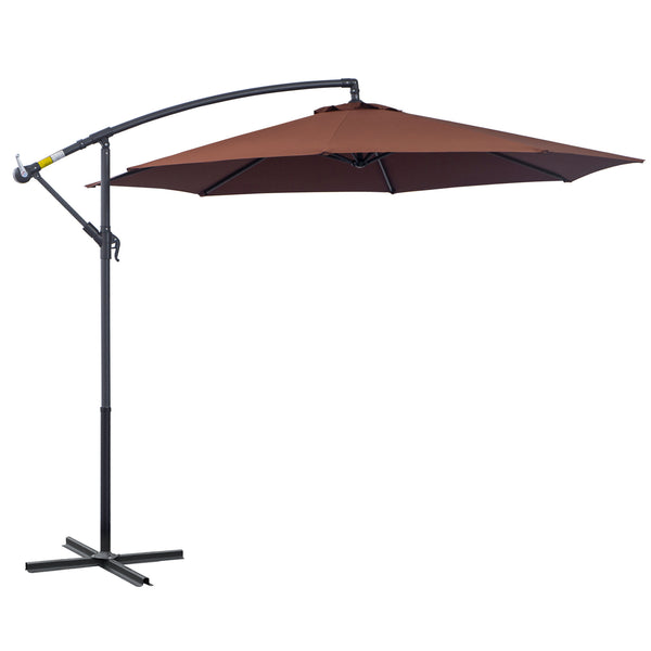 outsunny 10' Cantilever Patio Umbrella with UV/Water-Resistant Fabric & Cross Base Brown