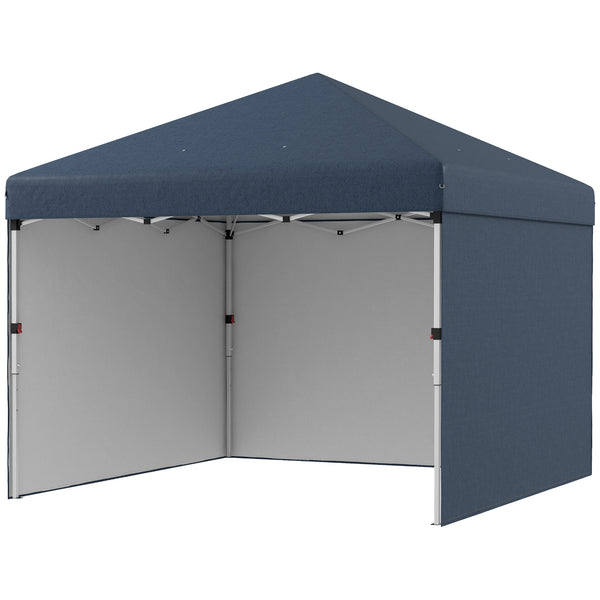 Outsunny 10' X 10' Adjustable Height Pop-Up Canopy With Sidewalls & Weight Bags Navy Blue