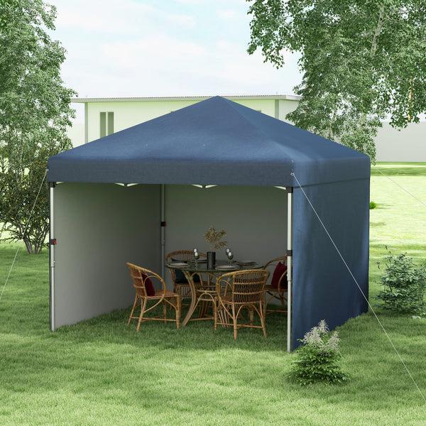 Outsunny 10' X 10' Adjustable Height Pop-Up Canopy With Sidewalls & Weight Bags Navy Blue