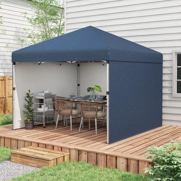 Outsunny 10' X 10' Adjustable Height Pop-Up Canopy With Sidewalls & Weight Bags Navy Blue