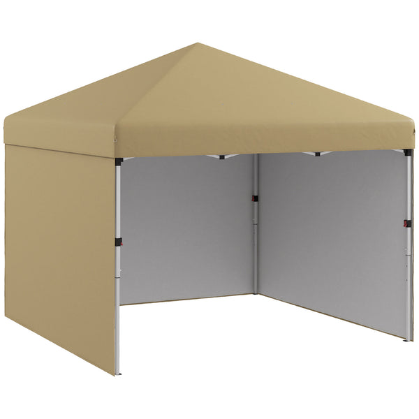 Outsunny 10' X 10' Adjustable Height Pop Up Canopy With Sidewalls Weight Bags Carry Bag Beige
