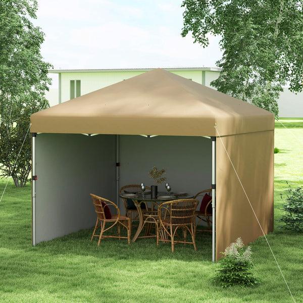 Outsunny 10' X 10' Adjustable Height Pop Up Canopy With Sidewalls Weight Bags Carry Bag Beige