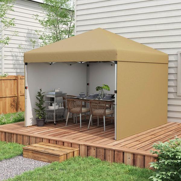 Outsunny 10' X 10' Adjustable Height Pop Up Canopy With Sidewalls Weight Bags Carry Bag Beige