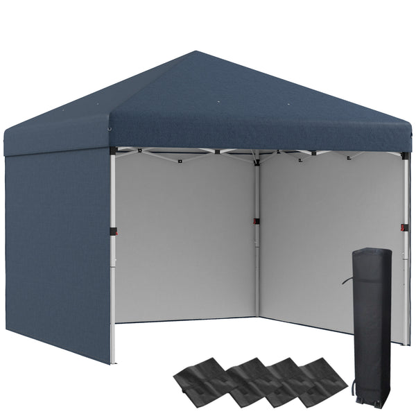 outsunny 10' x 10' Adjustable Height Pop-Up Canopy with Sidewalls & Weight Bags Navy Blue