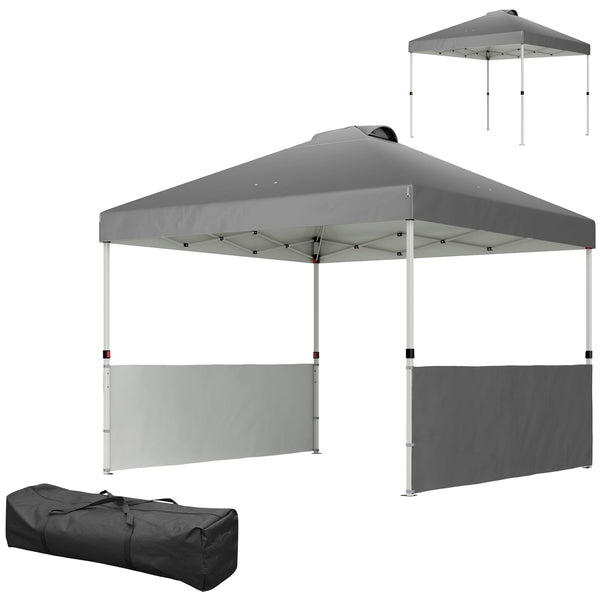 Outsunny 10' X 10' Canopy Tent With UV50+ & Wheeled Bag 2 Half Sidewalls Dark Gray