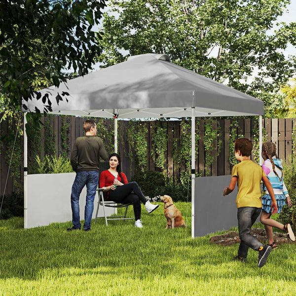Outsunny 10' X 10' Canopy Tent With UV50+ & Wheeled Bag 2 Half Sidewalls Dark Gray